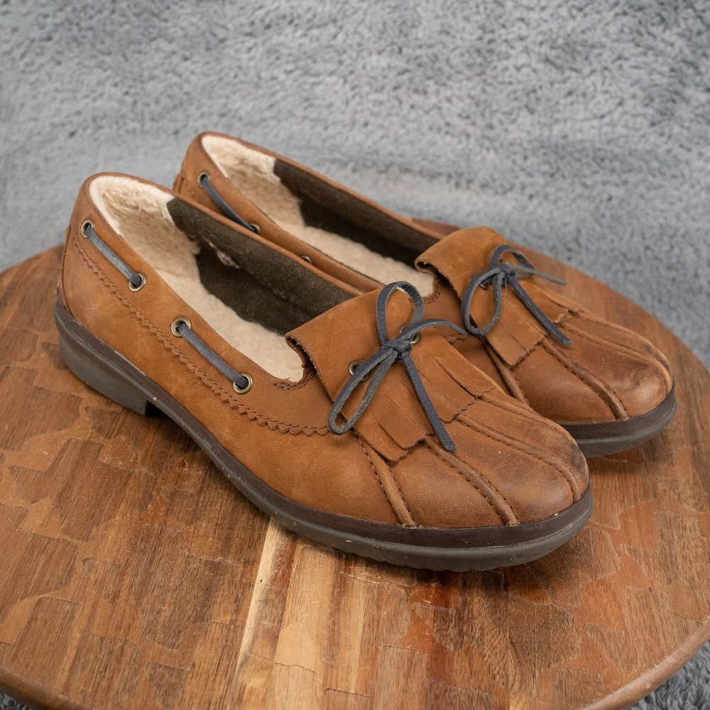 UGG Haylie Duck Loafers Fleece & Shearling Lined Women's 8.5/ Brown Leather